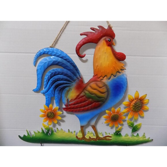 NEW Metal Welcome Rooster Chicken Wall Sign Country Decor Farmhouse Wall Art - Picture 5 of 5